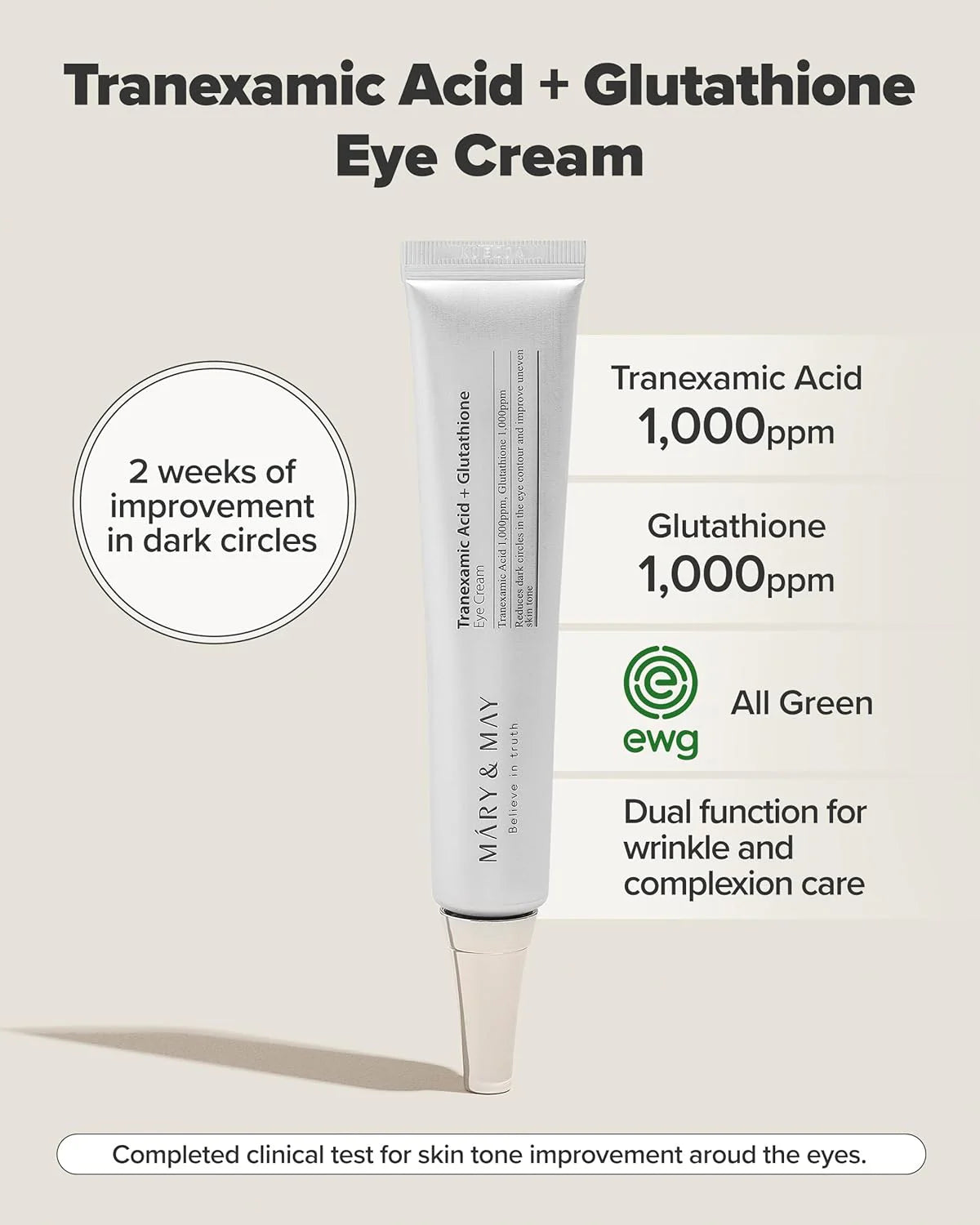 MARY & MAY Tranexamic Acid+ Glutathion Eye Cream