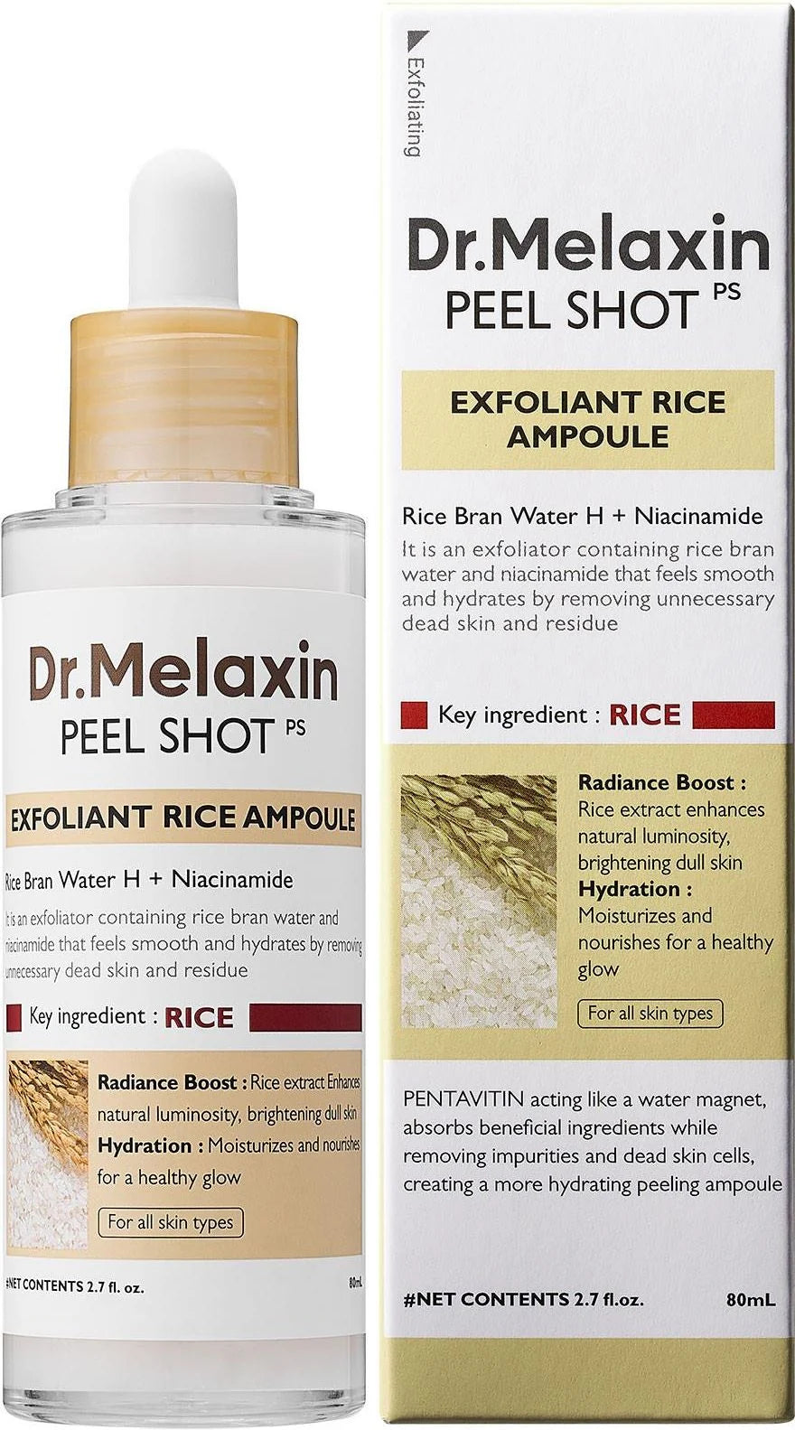 Dr.Melaxin Peel Shot Exfoliating White Rice Ampoule 2.7 fl. oz.(80ml)