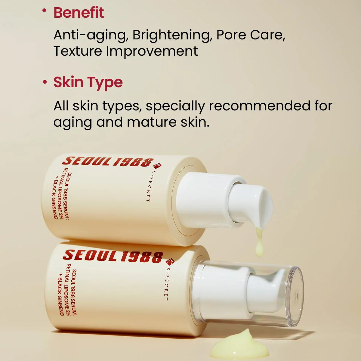 KSECRET 1988 Serum: Retinal Liposome 2% + Black Ginseng 30ml